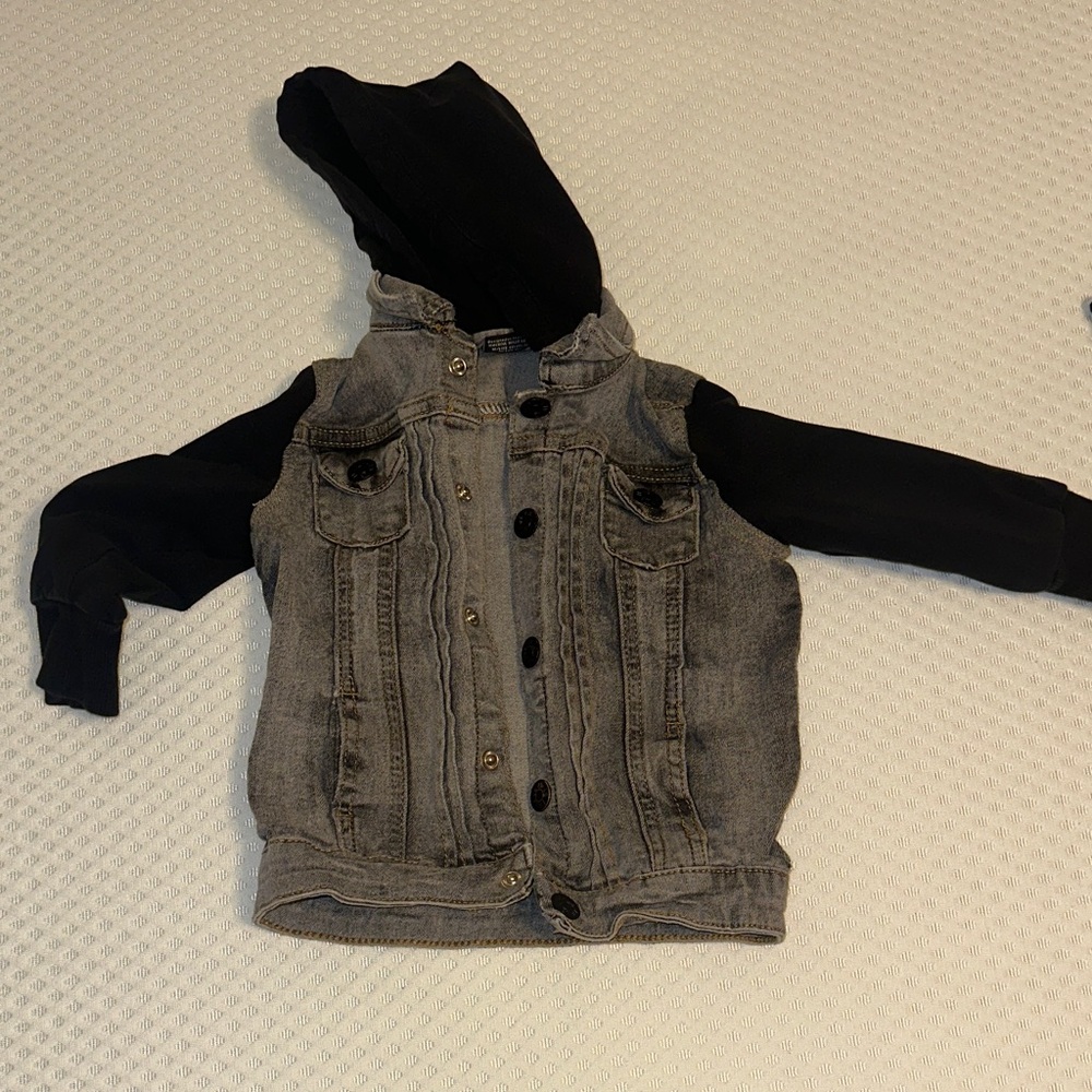 Little Bipsy Grey Denim with Black Hoodie Sleeves